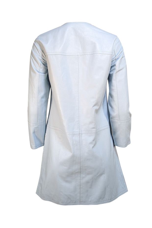 Carlisle - Pale Blue & Beige Reversible Leather Coat Sz 4 - Current Boutique