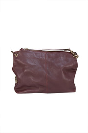 Jimmy Choo - Maroon Pebbled Leather Shoulder Bag - Current Boutique