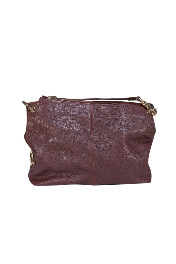 Jimmy Choo - Maroon Pebbled Leather Shoulder Bag - Current Boutique