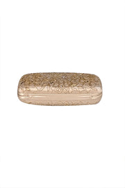 Oscar de la Renta - Gold Satin Beaded Clutch - Current Boutique