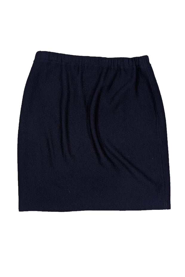 St. John - Navy Textured Pencil Skirt Sz 16 - Current Boutique