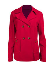 St. John - Red Wool Double Breasted Sweater Blazer Sz 14