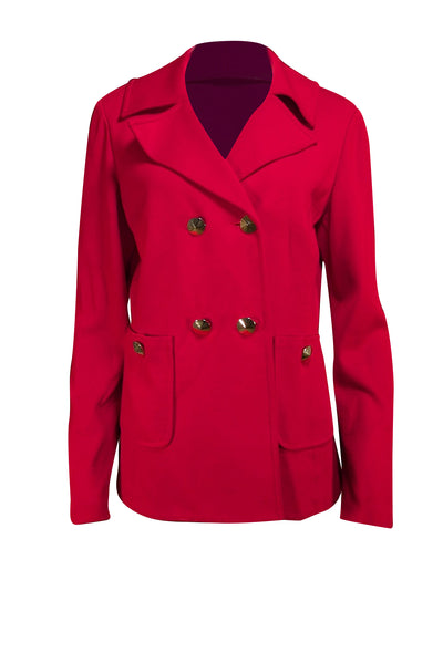 St. John - Red Wool Double Breasted Sweater Blazer Sz 14