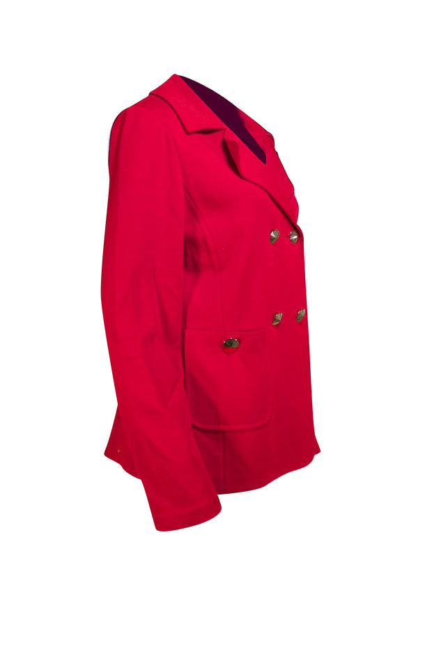 St. John - Red Wool Double Breasted Sweater Blazer Sz 14