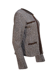 St. John - Brown & Cream Blend Zipper Front Knit Jacket Sz 14 - Current Boutique