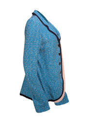 St. John - Teal Blue, White, & Navy Blend Knit Blazer Sz 14 - Current Boutique