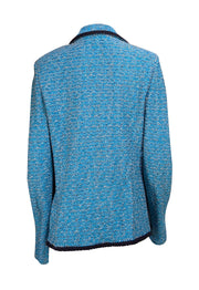 St. John - Teal Blue, White, & Navy Blend Knit Blazer Sz 14 - Current Boutique