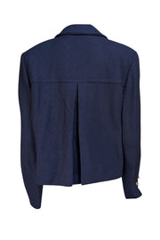 St. John - Navy Textured Collared Jacket Sz 16 - Current Boutique
