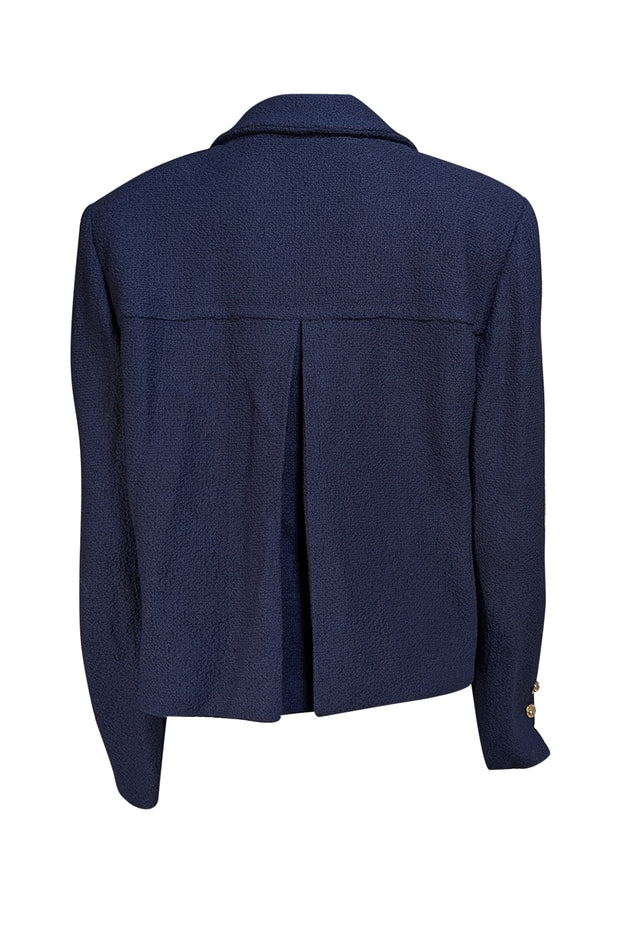 St. John - Navy Textured Collared Jacket Sz 16 - Current Boutique