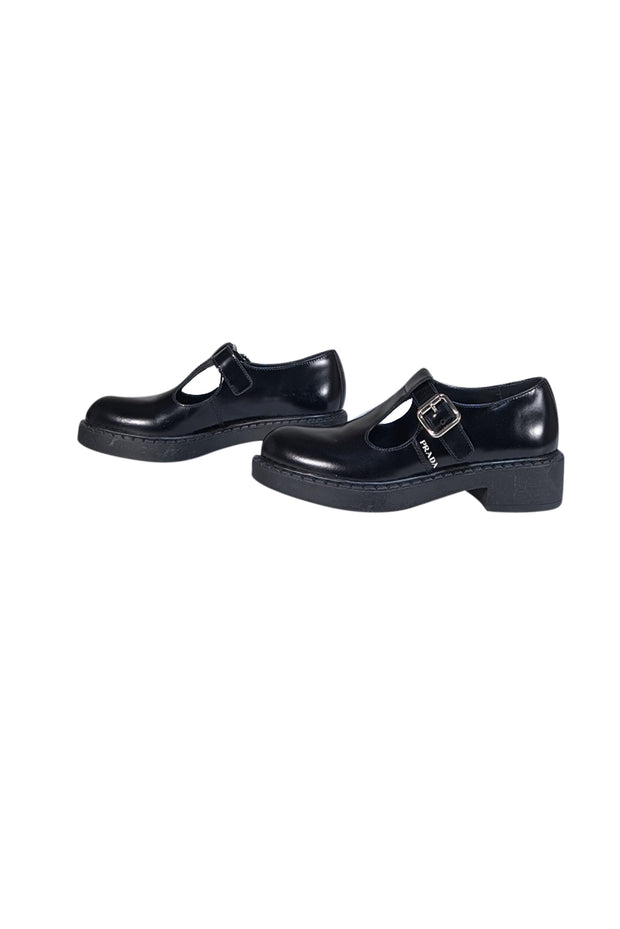 Prada - Black Leather T Strap Mary Janes Sz 5.5 - Current Boutique