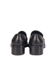 Chanel - Black Leather Gold Medallion Trim Loafers Sz 6 - Current Boutique