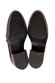 Chanel - Black Leather Gold Medallion Trim Loafers Sz 6 - Current Boutique