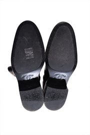 Chanel - Black Leather Logo Back Short Boots Sz 6.5 - Current Boutique