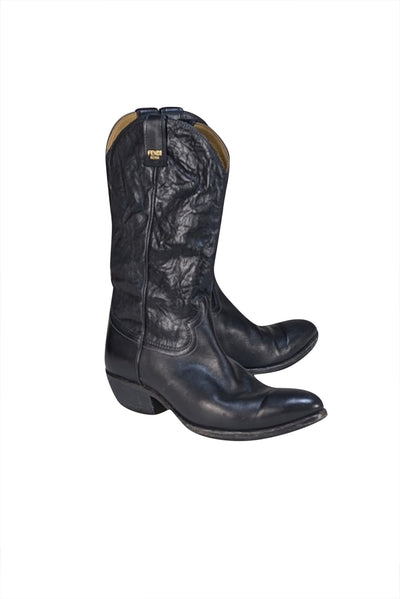 Fendi - Black Leather Wester Short Boots Sz 5 - Current Boutique