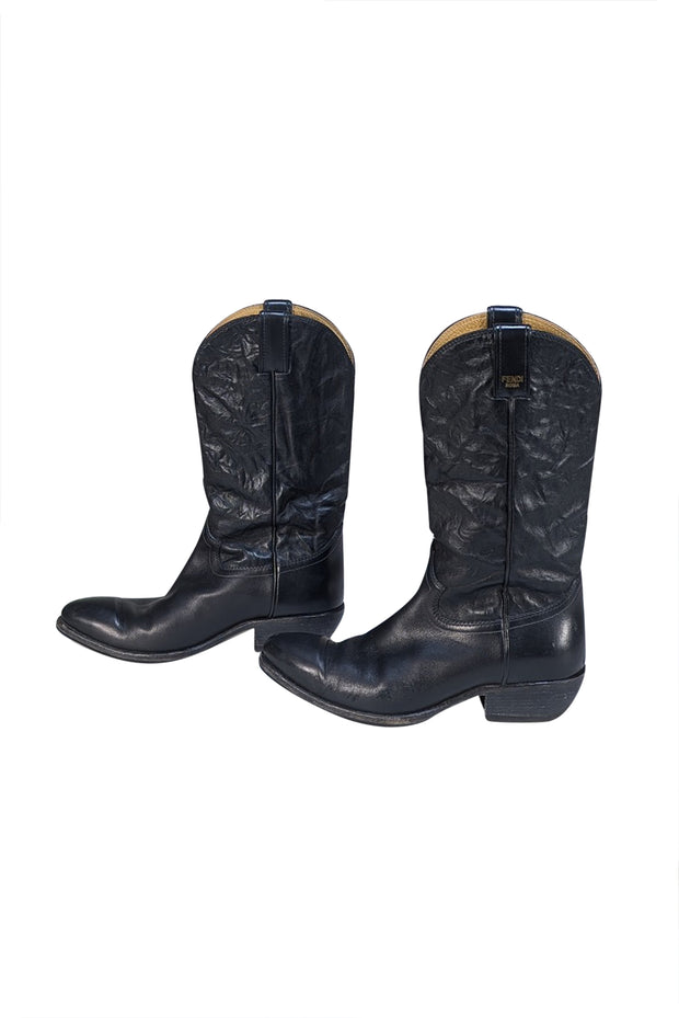 Fendi - Black Leather Wester Short Boots Sz 5 - Current Boutique