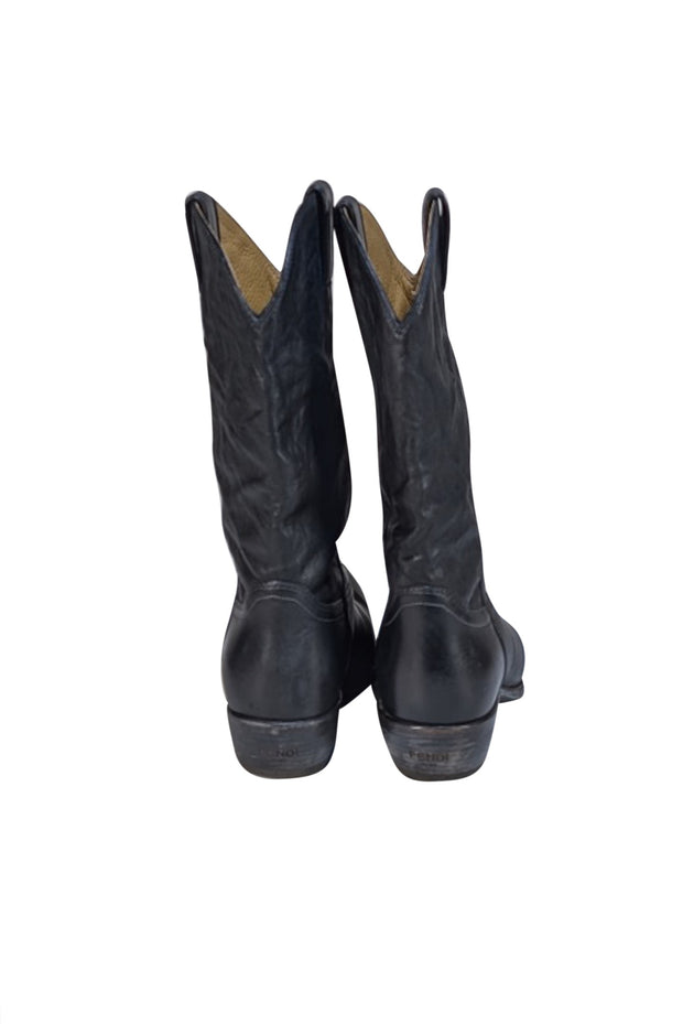Fendi - Black Leather Wester Short Boots Sz 5 - Current Boutique