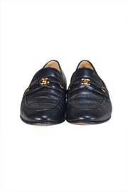 Gucci - Black Leather Logo Front Loafer Sz 5.5 - Current Boutique