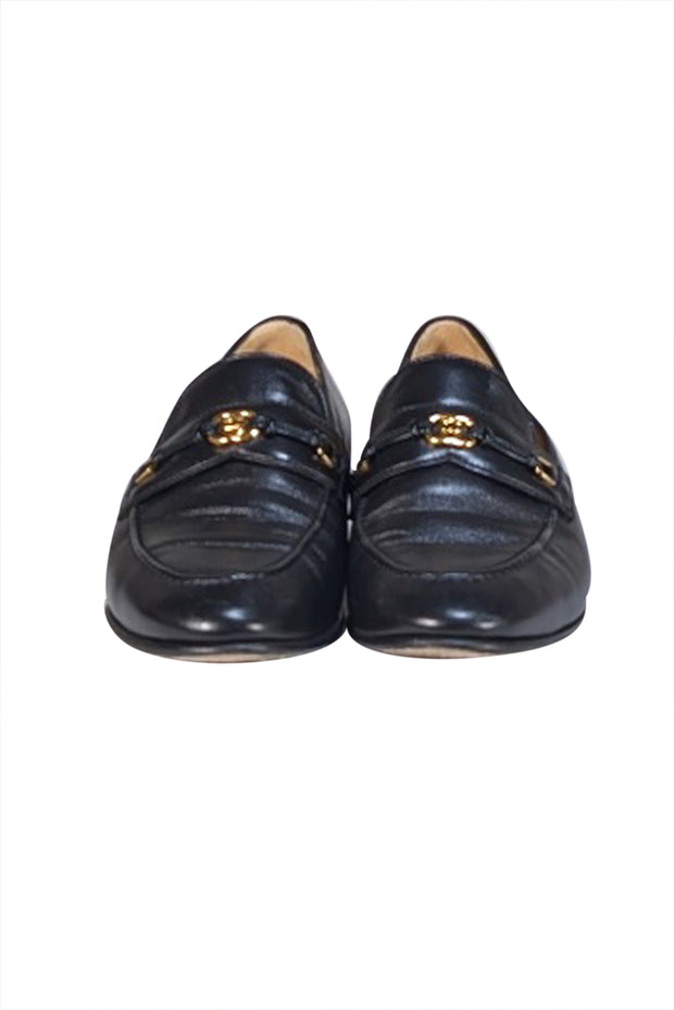 Gucci - Black Leather Logo Front Loafer Sz 5.5 - Current Boutique