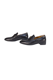 Gucci - Black Leather Logo Front Loafer Sz 5.5 - Current Boutique