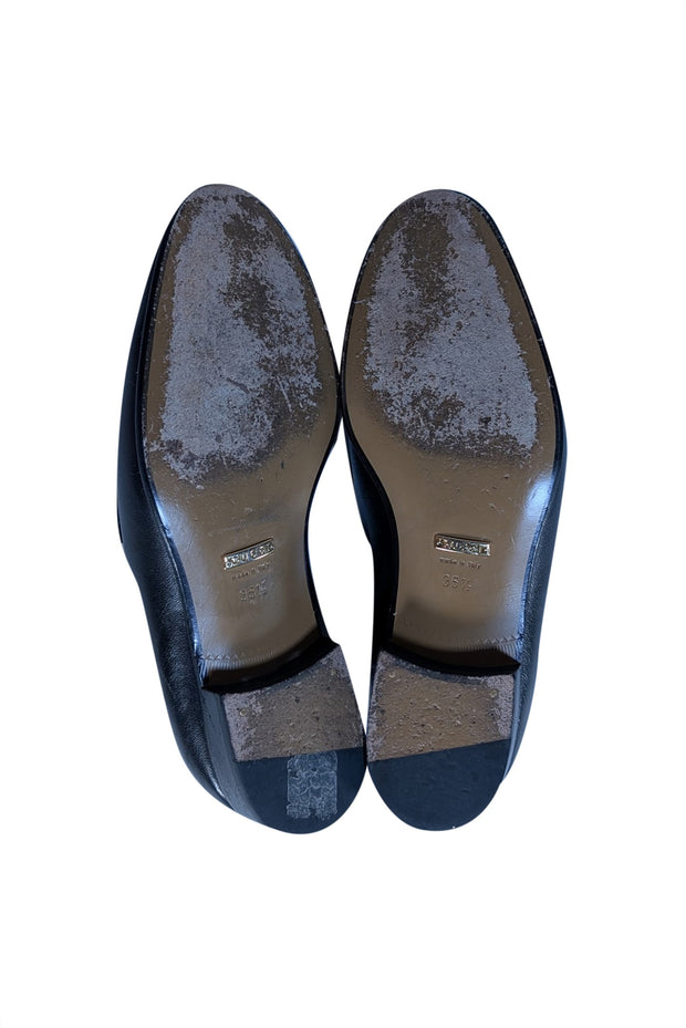 Gucci - Black Leather Logo Front Loafer Sz 5.5 - Current Boutique