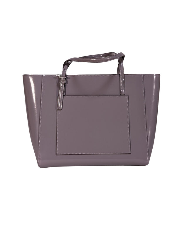 Tory Burch - Pewter Patent Leather Tote Bag - Current Boutique