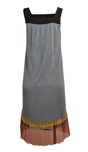 Dries Van Noten - Blue Color Block Multi Pleated Mini Dress Sz 4