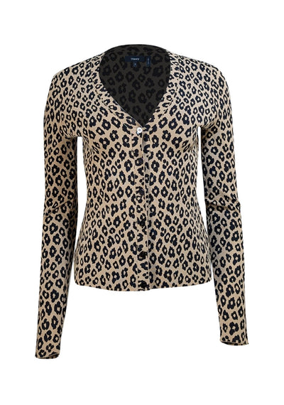 Theory - Leopard Print Bandage Knit Cardigan Sweater Sz S