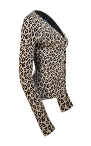 Theory - Leopard Print Bandage Knit Cardigan Sweater Sz S