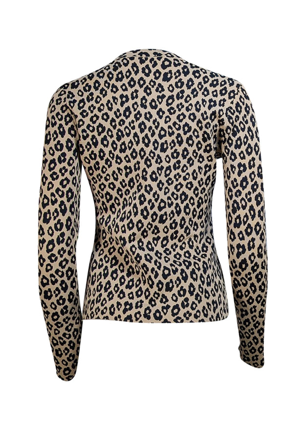 Theory - Leopard Print Bandage Knit Cardigan Sweater Sz S