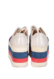 Gucci - Ivory Leather Red & Blue Stripe Detail Platform Sneakers Sz 5 - Current Boutique