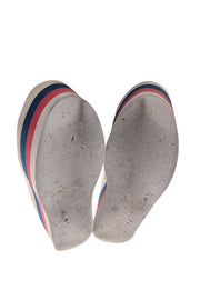 Gucci - Ivory Leather Red & Blue Stripe Detail Platform Sneakers Sz 5 - Current Boutique