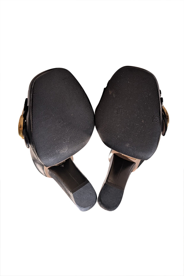 Gucci - Black Leather Marmont Logo Loafer Pumps Sz 4 - Current Boutique