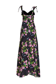 Cynthia Rowley - Black & Pink Floral Print "Ten Rose" Maxi Dress Sz 8 - Current Boutique