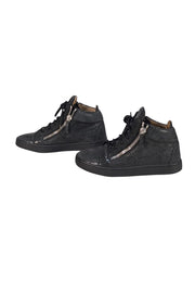 Giuseppe Zanotti - Grey Spotted Print High Top Lace Up Sneakers Sz 8 - Current Boutique