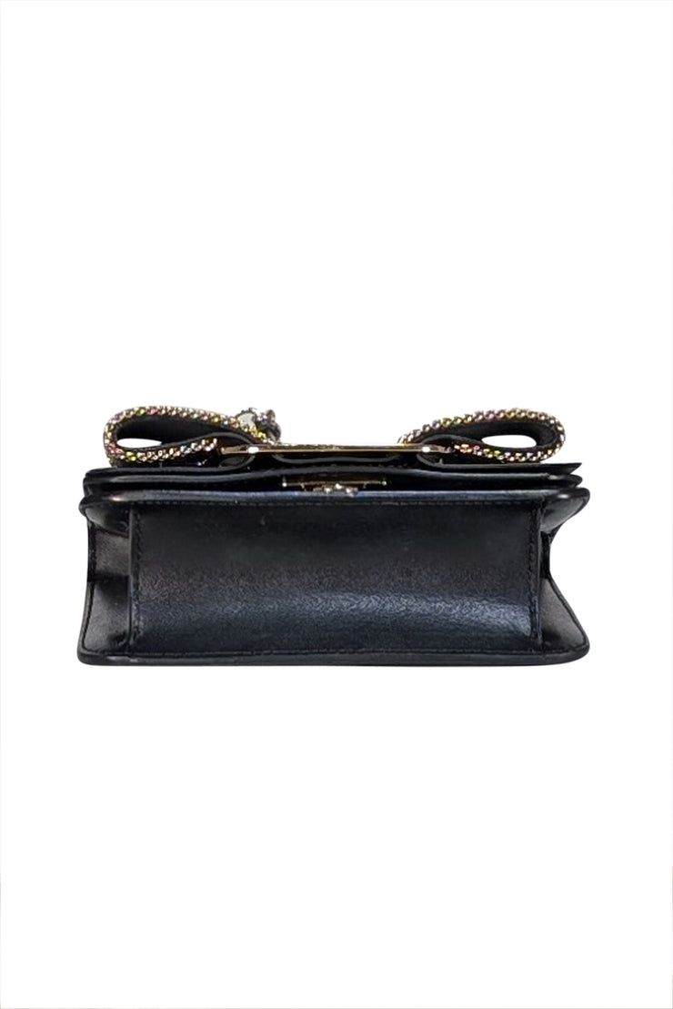 Ferragamo - Black Leather Bow Front Crossbody Bag - Current Boutique