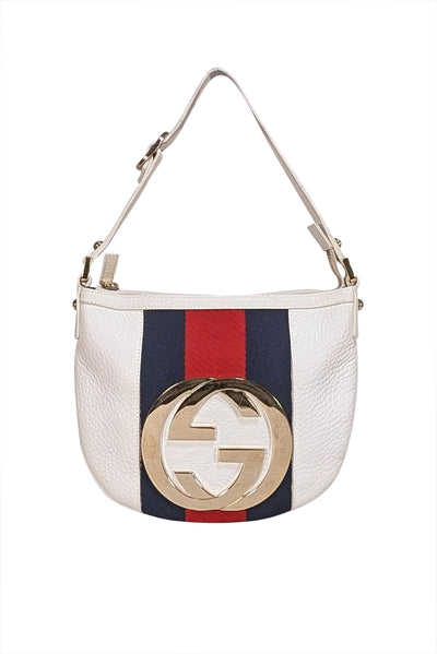 Gucci - White Calfskin Leather Blondie Mini Hobo Shoulder Bag - Current Boutique