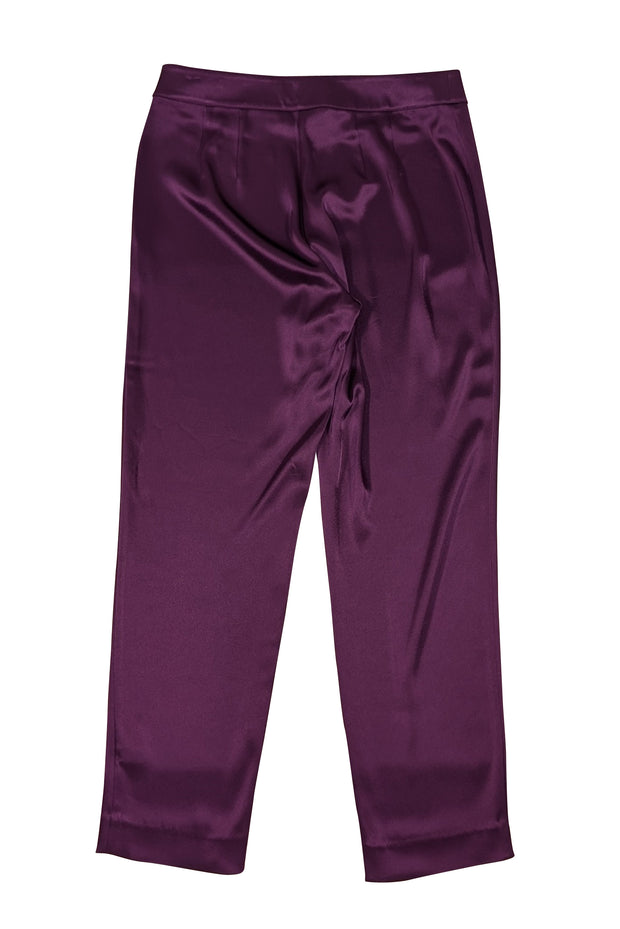 St. John - Purple Satin Emma Pants Sz 6 - Current Boutique