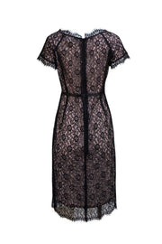 St. John - Black Lace w/ Pink Lining Short Sleeve Cocktail Dress Sz 6 - Current Boutique