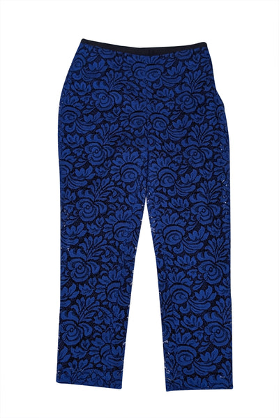 St. John - Blue Lace Straight Leg Pants Sz 6 - Current Boutique