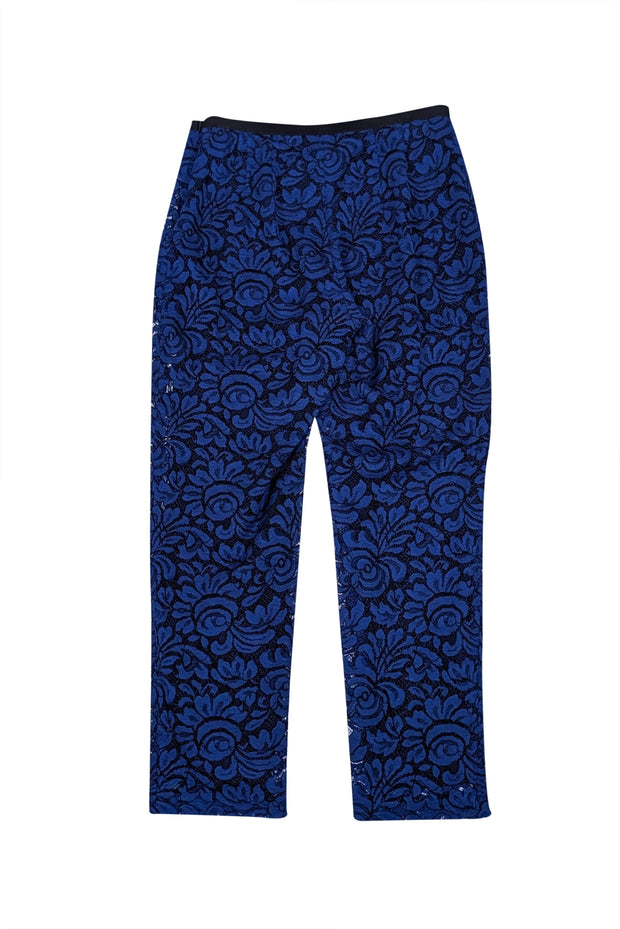 St. John - Blue Lace Straight Leg Pants Sz 6 - Current Boutique