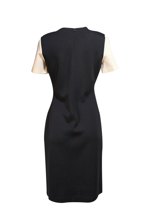 St. John - Hot Pink, Black, & White Color Block Knit Dress Sz 6 - Current Boutique