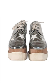 Stella McCartney - Silver Metallic Star Print Platform Sneakers Sz 7 - Current Boutique