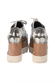 Stella McCartney - Silver Metallic Star Print Platform Sneakers Sz 7 - Current Boutique