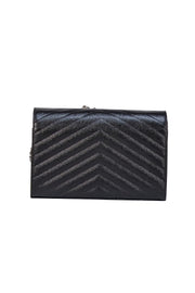Yves Saint Laurent - Black Leather Monogram Matelasse Wallet On Chain Crossbody - Current Boutique
