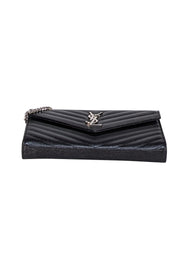 Yves Saint Laurent - Black Leather Monogram Matelasse Wallet On Chain Crossbody - Current Boutique