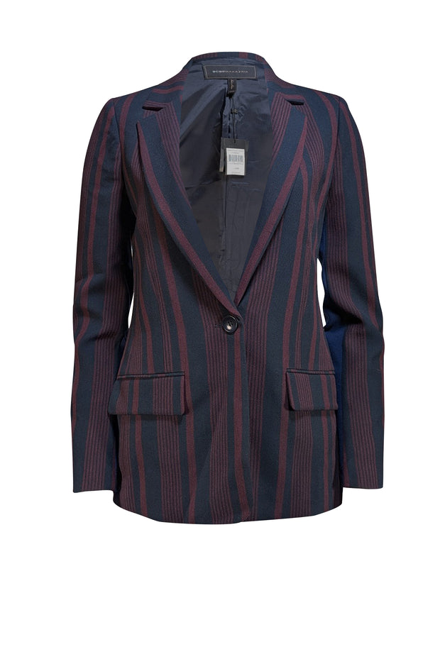 BCBG Max Azria - Black &amp; Maroon Stripe Blazer Sz XXS - Current Boutique