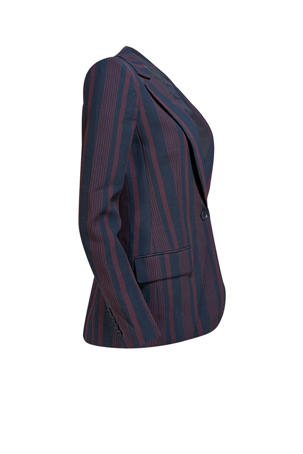 BCBG Max Azria - Black &amp; Maroon Stripe Blazer Sz XXS - Current Boutique