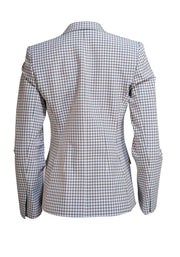 Theory - Blue & Tan Plaid Double Breasted Blazer Sz 6 - Current Boutique