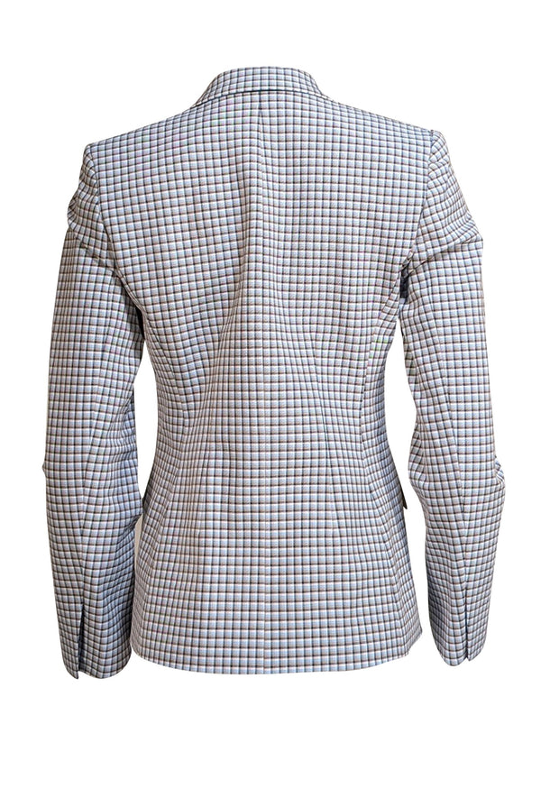 Theory - Blue & Tan Plaid Double Breasted Blazer Sz 6 - Current Boutique