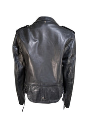 Schott - Black Leather Lined Biker Jacket Sz L - Current Boutique